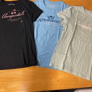 Aeropostale Tees - Black, Light Blue, Light Green